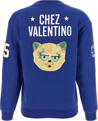 Valentino Garavani Womens Blue Cotton Sweatshirt Clothing