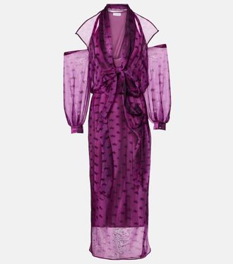 Acne Studios Cutout printed semi-sheer midi dress