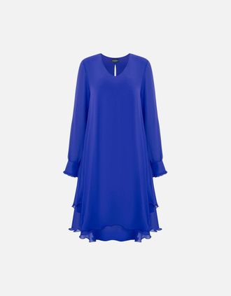 James Lakeland Womens Long Sleeve Royal Wave Hem Dress - Blue - Size: 18/16