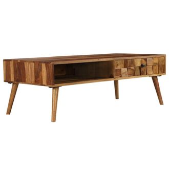 vidaXL Tavolino Da Caff&egrave; Legno Massello Con Finitura Ambra 110x50x37cm - Vidaxl