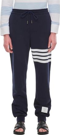 Thom Browne Classic Loopback 4-Bar Trainingsbroeken - Heren - Sweatpants - Blauw - XL - Katoen - Broeken