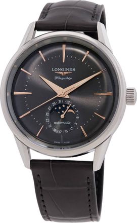 Longines Flagship Heritage Moonphase Automatic Moon Phase Grey Dial Mens Watch L4.815.4.52.2