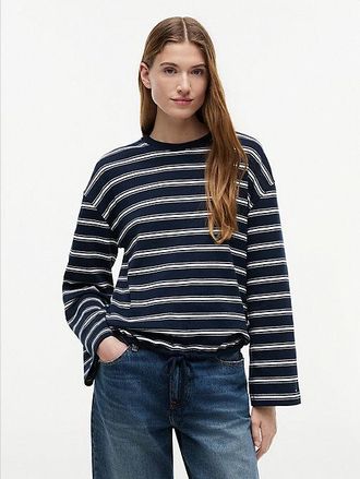 Tommy Hilfiger Camiseta de manga larga con rayas y cord&oacute;n