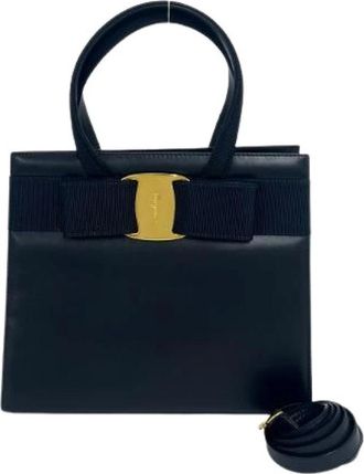 Ferragamo Pre-owned Leren 2way Schoudertas - Dames - Vintage Handtas - Zwart - ONE Size - Leer - Vintage