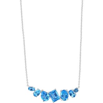 Effy 14K White Gold Blue Topaz Multi Shape Bar Necklace in 14K Gold at Nordstrom, Size 18