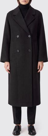 IVY OAK Double-Breasted Long Coat in Pure Wool with Lapel Collar