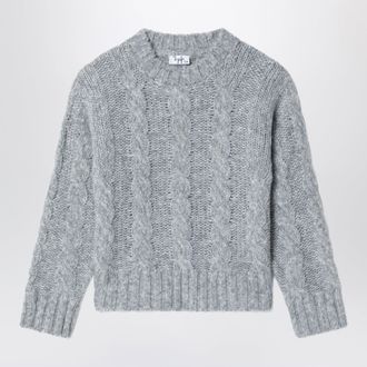 Il Gufo Maglione a trecce grigio in misto lana
