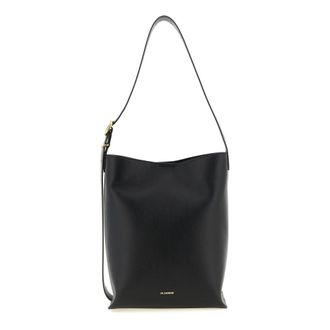 Jil Sander Tassen, Dames, Zwart, ONE Size, Leer, Cannolo Tote