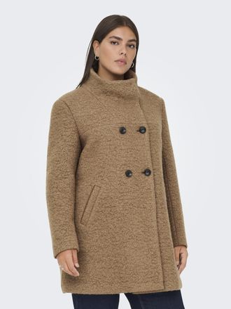 Only Carmakoma Kurzmantel ONLY CARMAKOMA CARNEWSOPHIA WOOL COAT OTW, Damen, Gr. L, cocoa cr&eacute;me detail:melange, Web, Obermaterial: 70% Polyester, 30% Wolle, meliert, 