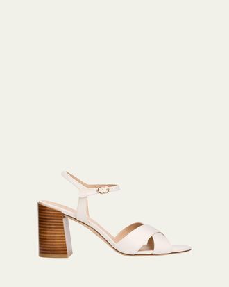 Stuart Weitzman 85mm Alyssa Leather Block-Heel Sandals
