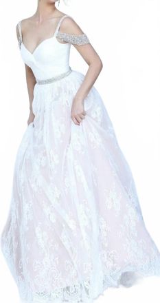 Sherri Hill Lace Ball Gown In Ivory