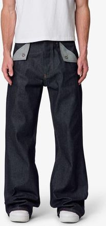 mnml Mule Pocket Kick Flare Jeans in Rinsed Indigo at Nordstrom, Size 36