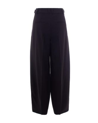 Patrizia Pepe Womens Palazzo Trousers With Satin Inserts Black-Warm Ivory Main Fabric: Polyester Black/warm