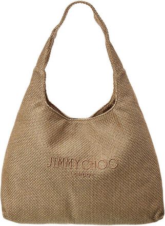 Jimmy Choo London Beach Diamond Large Raffia Hobo Bag