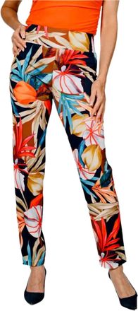 Frank Lyman Design Printed Knit Pants In Orange/navy