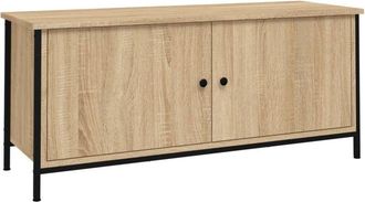 vidaXL Vidaxl - Mueble tv con puertas contrachapada roble Sonoma 102x35x45 cm