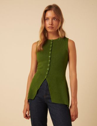 Nobody's Child Green Longline Knitted Waistcoat