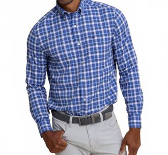 Southern Tide River Ridge Plaid Sportshirt In Surf Blue
