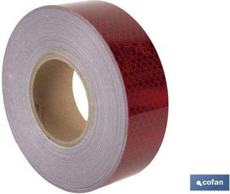 cofan Rollo Retroreflectante Continuo - 50m Rojo, Cinta Adhesiva Reflectante V23 Destinada Para El Marcaje De Contorno De Veh&iacute;culos Pesados Como Camiones Y 