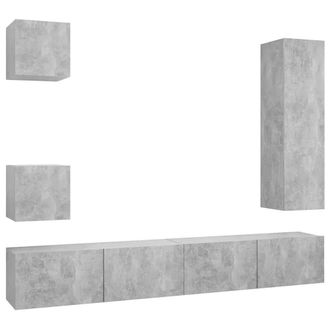 Berkfield Home 5 Piece TV Cabinet Set Concrete Grey Engineered Wood