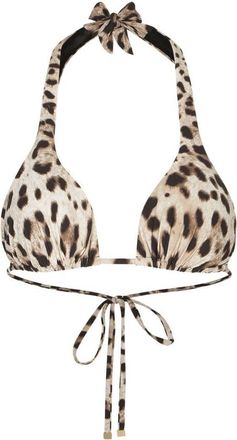 Dolce & Gabbana Leopard Print Triangle Bikini Top
