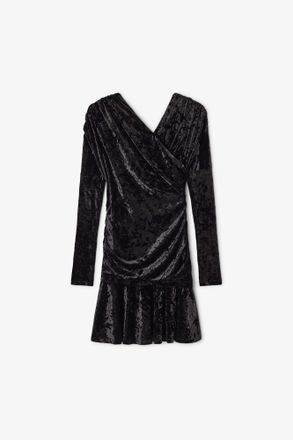 Ganni Black Ruched Mini Dress - Size 10/12