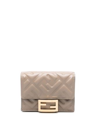 Fendi micro Baguette FF-embossed tri-fold wallet - Grey