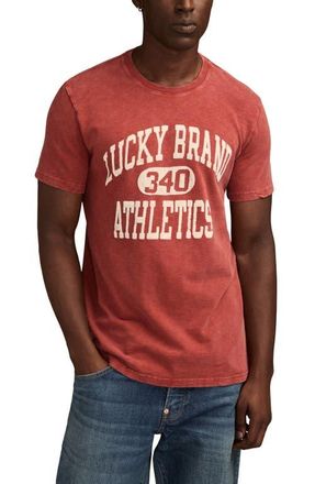 Lucky Brand Athletics Flocked Logo Graphic T-Shirt in Cinnabar at Nordstrom, Size Xx-Large