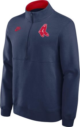 Nike Boston Red Sox Cooperstown Nike Mens MLB 1/2-Zip Crew in Blue | 02JW046NBRS-JWQ