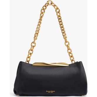 DKNY Poplin Satin Clutch in Blk/gold at Nordstrom