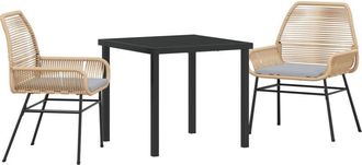 vidaXL Garden Dining Set 3 pcs Brown Poly Rattan Vidaxl