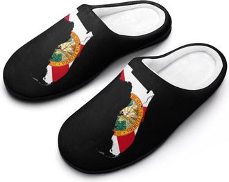 Generic Florida Map Flag Funny Mens Cotton Slippers Soft Non-Slip Rubber Sole House Slipper Indoor Outdoor