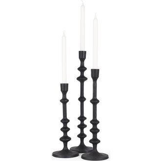Mercana Paolo Set of 3 Matte Metal Candle Holders in Black at Nordstrom