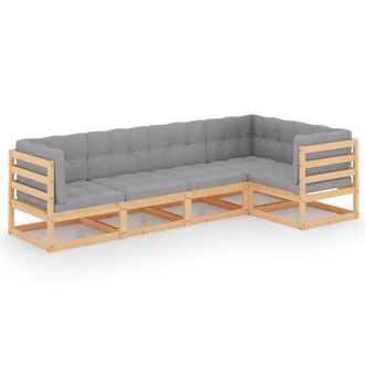 vidaXL Vidaxl - Juego De Muebles De Jard&iacute;n 5 Pzas Y Cojines Madera Pino Maciza