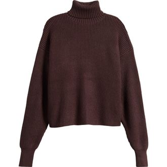 Good American Cozy Rib Turtleneck Sweater in Bark003 at Nordstrom Rack, Size Large