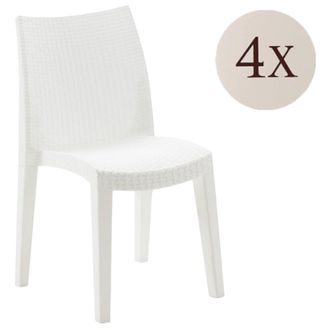 Dmora Sillas De Jard&iacute;n Ravenna, Asiento De Jard&iacute;n, Silla Para Mesa De Comedor, Sill&oacute;n De Exterior Efecto Rat&aacute;n, 100% Made In Italy, Juego De 4, Cm 48x55h86,