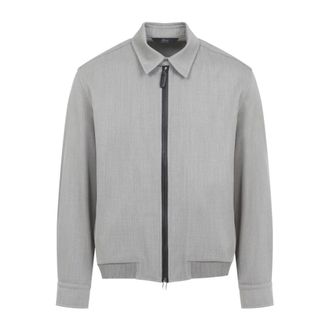 Brioni Blousonjack met rits - Heren - Bomber jackets - Beige - M - Wol - Jassen