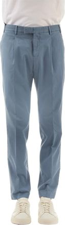 Pantaloni Torino Micro Gestructureerde Stretch Katoenen Broek - Heren - Chinos - Blauw - W34 - Katoen - Broeken