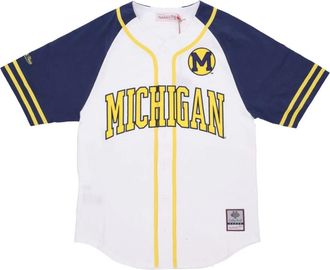 Mitchell & Ness Michigan Wolverines Baseball Style Jersey - Heren - Fitness - Wit - L - Wol - Fitness