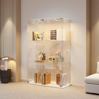 OEM Vitrina De Vidrio Led, Puertas Dobles, 3 Estantes, Armario De Presentaci&oacute;n Para Sal&oacute;n, Para Colecci&oacute;n, 123 X 78 X 35cm, Blanco