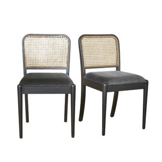 Robin des Bois Juego de 2 sillas de caucho negro, rat&aacute;n y terciopelo souris