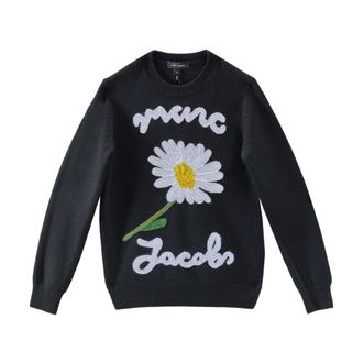 Marc Jacobs Truien & Vesten, Dames, Zwart, M, Wol, Marc Is Joy Jacquard Crewneck