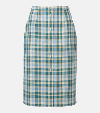 Prada Checked cotton poplin pencil skirt