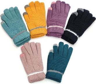 Generic Ladies Touch Screen Fingertips Warm Winter Knitted Everyday Use Gloves (Teal)