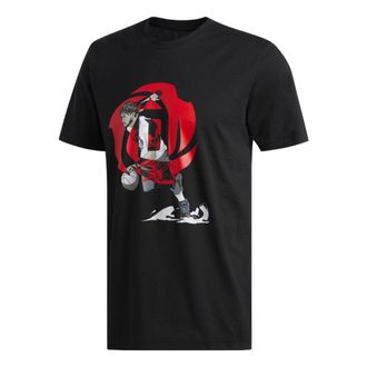 adidas Mens adidas Casual Sports Printing Round Neck Pullover Short Sleeve Black T-Shirt DQ0922