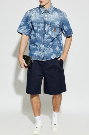 Amiri Chateau Palms Denim Shirt, Mens, Navy Blue