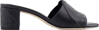 Alexander McQueen Womens Seal Heeled Sandal Black Calfskin Heels
