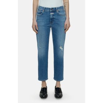 Closed Milo High Waist Ankle Slim Organic Cotton Jeans in Mid Blue at Nordstrom Rack, Size 28