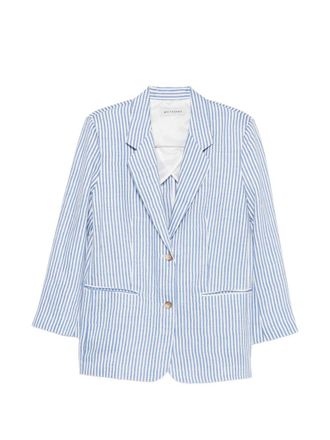 White Sand Womens Linen Blend Single-Breasted Jacket