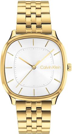Calvin Klein Mens Rounded Case Sunray Dial Watch - White - OS